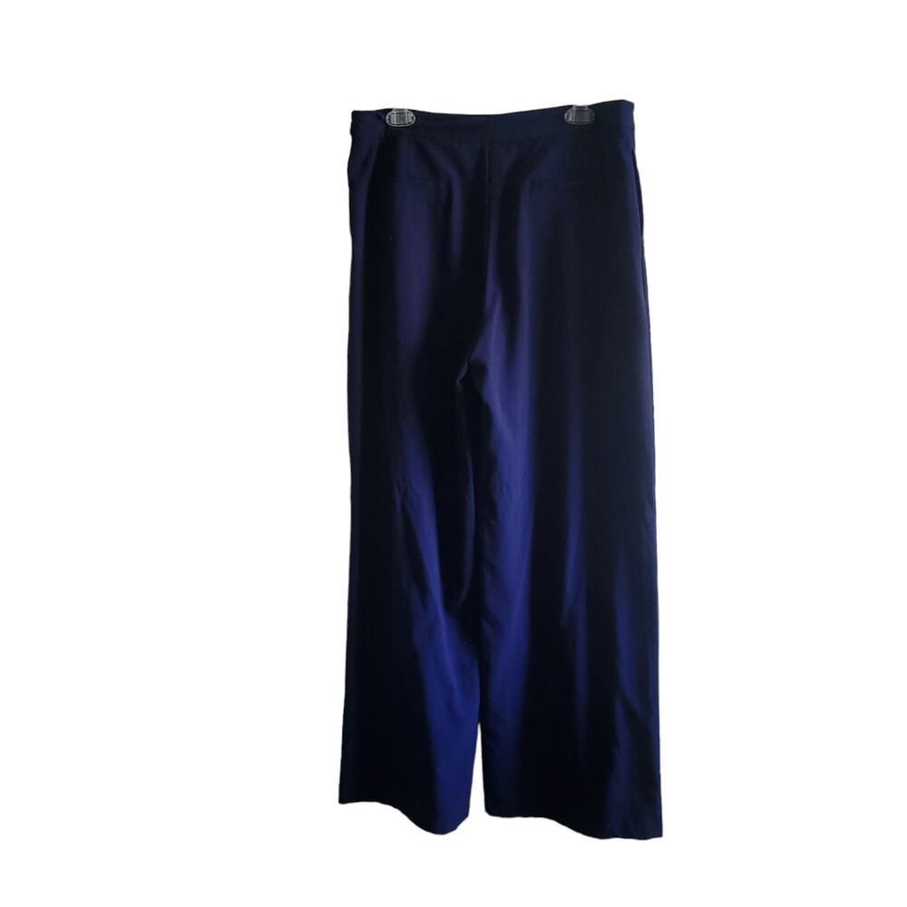 Modcloth Women Wide Leg Pants, Size Large Color Blue Button Detail Front Pockets